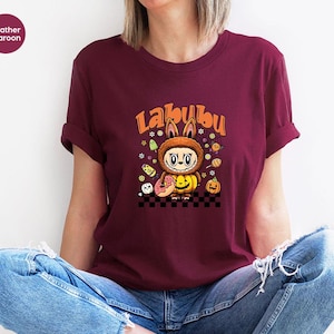 Sweet Labubu Halloween T-Shirt, Cute Pumpkin Candy Tee, Funny Anime Ghost Shirt, Kawaii Halloween Shirt, Gift for Her, Gift for Mom