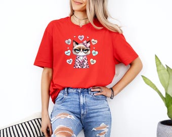 Funny Grumpy Cat Shirt, Anti-Valentine's Day Shirt, Sarcastic Valentine's Gift, Cat Lovers Shirt, Valentine's Cats Shirt, Cat Lover Shirt