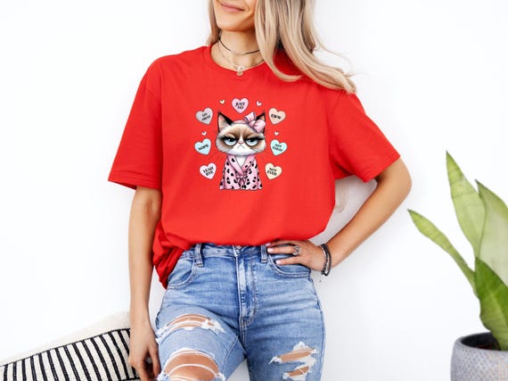 Funny Grumpy Cat Shirt, Anti-Valentine's Day Shirt, Sarcastic Valentine's Gift, Cat Lovers Shirt, Valentine's Cats Shirt, Cat Lover Shirt