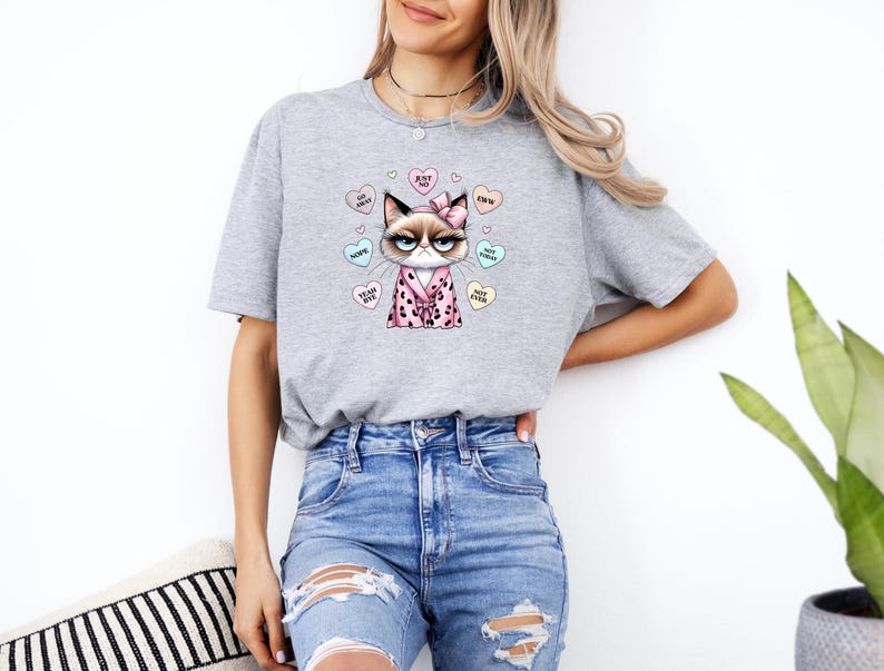 Funny Grumpy Cat Shirt, Anti-Valentine's Day Shirt, Sarcastic Valentine's Gift, Cat Lovers Shirt, Valentine's Cats Shirt, Cat Lover Shirt image 4
