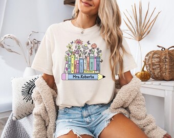 Comfort Colors® Teacher Shirt, Back to School Shirt, Custom Teacher Name Shirt, Kindergarten First Grade Teacher Tee, Gift For Teacher