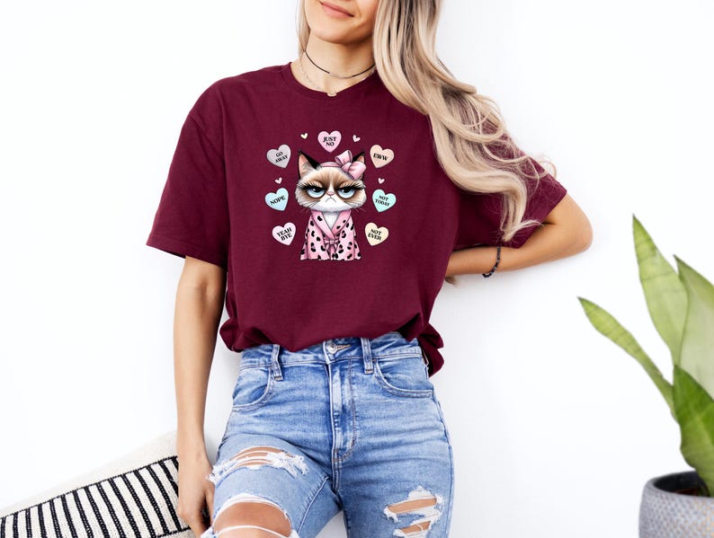 Funny Grumpy Cat Shirt, Anti-Valentine's Day Shirt, Sarcastic Valentine's Gift, Cat Lovers Shirt, Valentine's Cats Shirt, Cat Lover Shirt image 6
