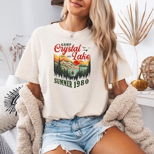 Comfort Colors® Camp Crystal Lake Shirt, Friday 13th Jason Voorhees Horror Movie Shirt, Scary Movie Shirt, Vintage 80s Camp Crystal Est 1935