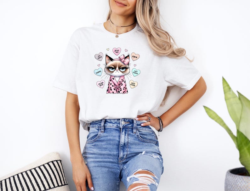 Funny Grumpy Cat Shirt, Anti-Valentine's Day Shirt, Sarcastic Valentine's Gift, Cat Lovers Shirt, Valentine's Cats Shirt, Cat Lover Shirt image 3