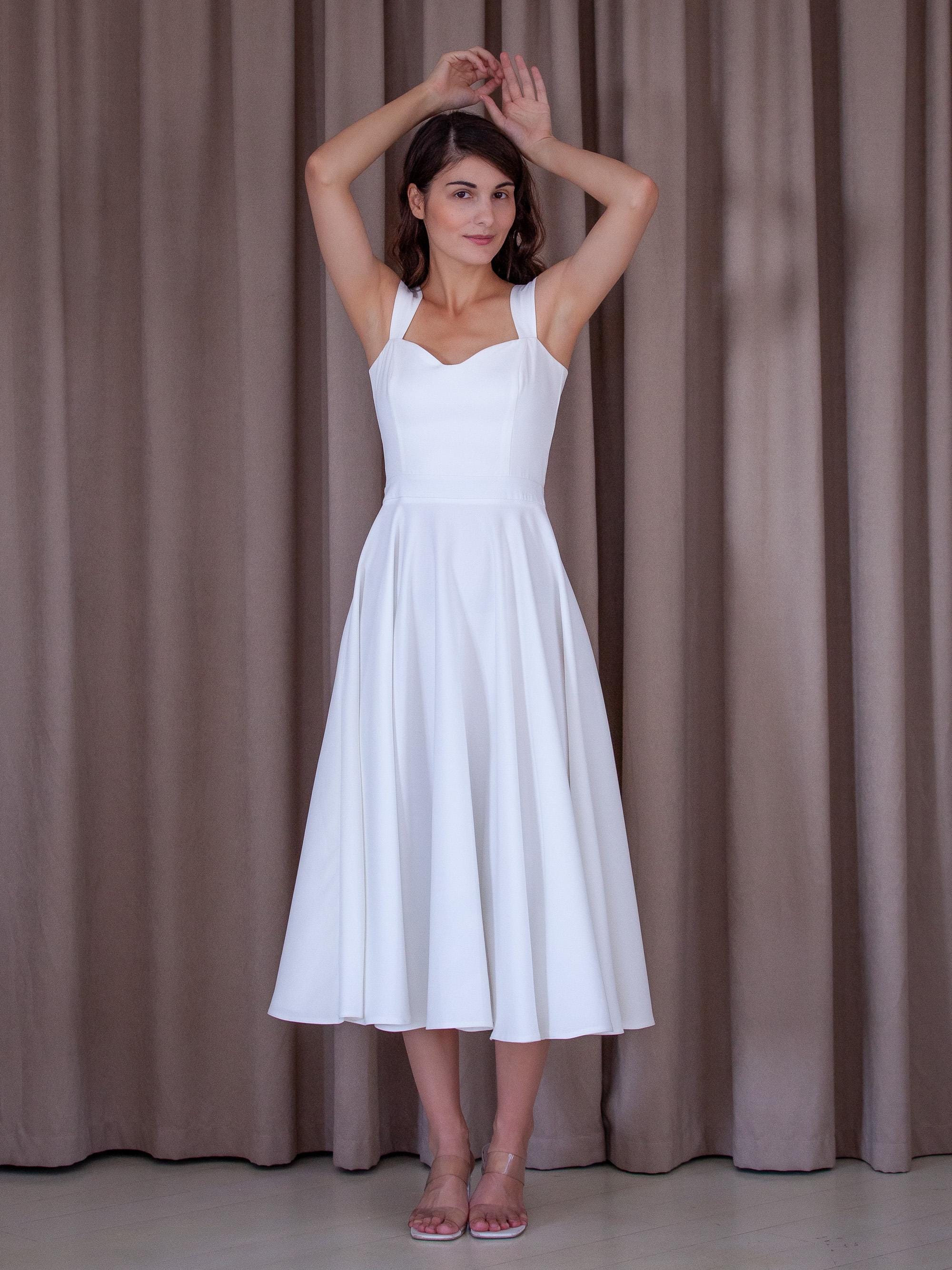 knee length dresses for ladies The White Sweetheart Neck Jacquard Midi Dress