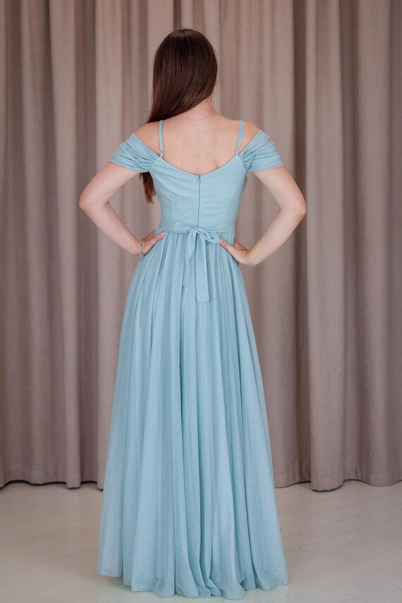 sachin and babi light blue dress Mint Green Pink Chiffon Pleated Midi Dress  shopaleena