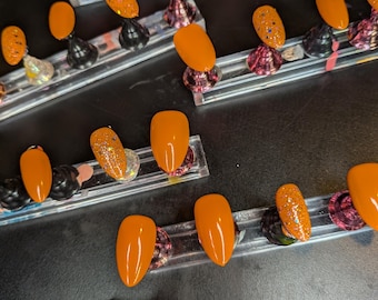 Jack-o-glitter oranje plaknagels