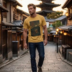 Mt Fuji Fireworks Night Tee Japanese Bridge and Reflection Art Shirt