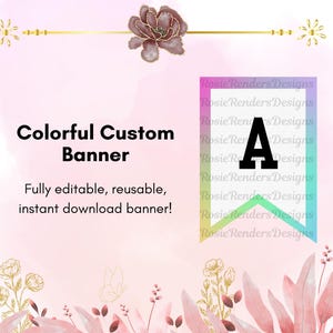 Custom Colorful Banner | Editable Party Banner | Rainbow Garland Letters | Personalized DIY Party Decor | Instant Download