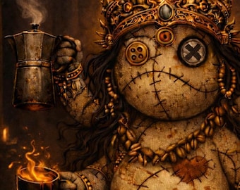 Coffee Queen of Fire & Ritual – Dark Folk Art