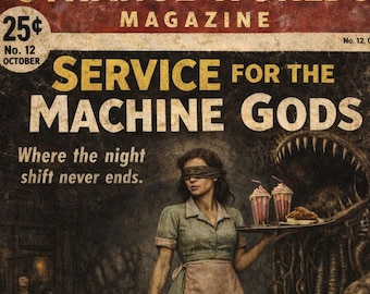Service for the Machine Gods – Vintage Sci-Fi Pulp Cover Art Print