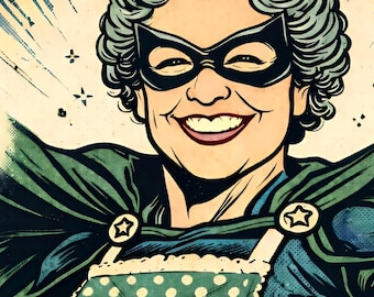 Domestic Avenger Art Print: Vintage Kitchen Hero, 5x7 Signed Illustration