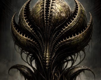 Waiting. - Biomechanical Alien Plant Print