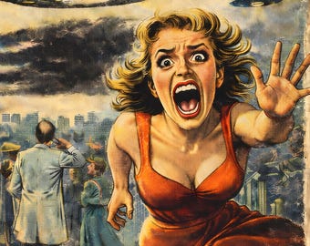 When the Saucers Came Down — Retro 1950s UFO Invasion Comic Art