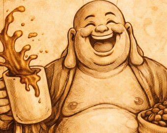 Vitruvian Abundance — Renaissance-Style Coffee Buddha Art Print