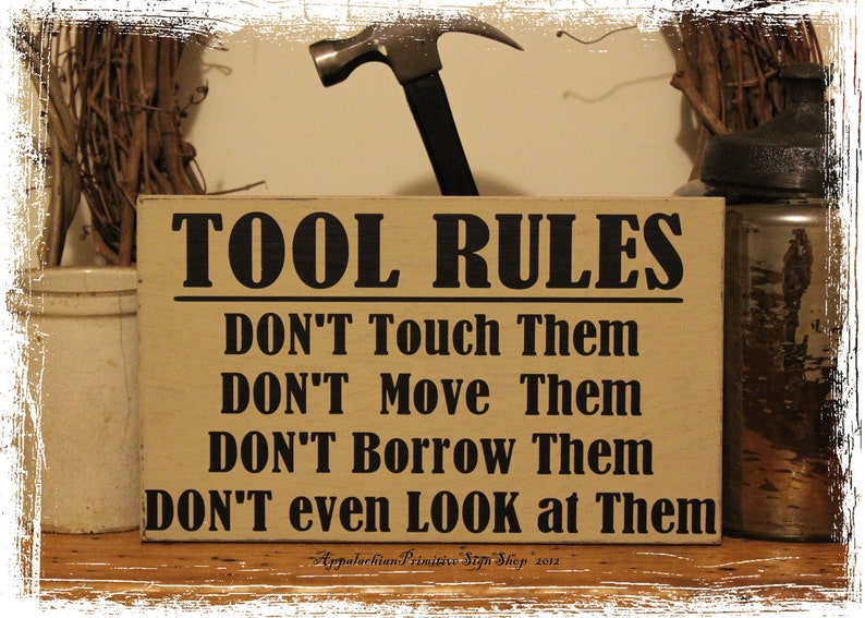 Dad's TOOL RULES Wood SIGN Home Decor Great Fathers Day | Etsy