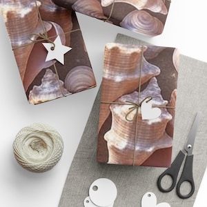 Seashell Wrapping Paper - Ocean Vibes, Eco-Friendly Gift Wrap, Coastal Decor, Beach Party Supplies, Summer Celebrations