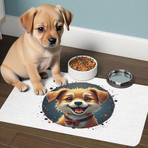 Pet Food Mat with Cute Dog Design, Dog Bowl Mat, Cat Feeding Mat, Pet Accessories, Pet Lover Gift