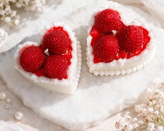 Heart-shaped cake candle | Heart-shaped cake candle | Birthday cake candle | Strawberry cake candle | Birthday candle | Gift idea | Birthday present