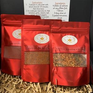 Spices and recipe| Moroccan fish | Recipe | Gift box | hot paprika| schnitzel blend