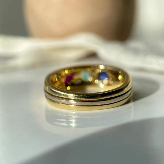 Diamond Sapphire Emerald Ruby Flush Set Bespoke R… - image 2