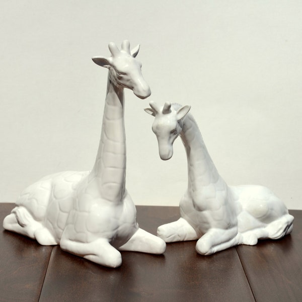 SALE: Vintage Ceramic Pair of Giraffes Nursery Decor Home Accessories , White