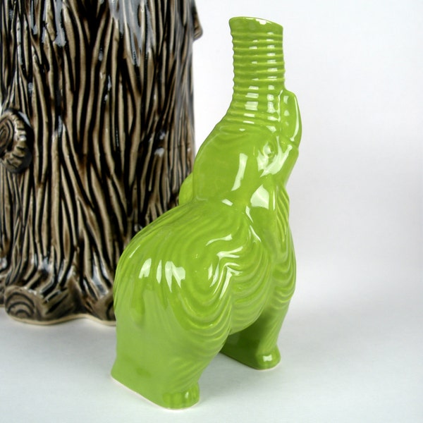 Vintage Ceramic Elephant Bud Vase, Kiwi Green