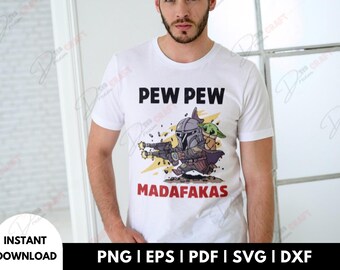 Pew Pew Madafakas PNG, zabawny mem z bronią, zabawny ptak z bronią, plik do wycięcia, natychmiastowe pobranie, zabawny Yoda z bronią, cyfrowe pobieranie PNG