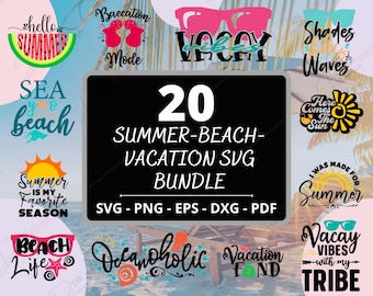 Pakiet Summer SVG: 20 plików: Lato, Striped Beach SVG, Letnie Owoce SVG, Wakacje SVG, Wakacyjna Margarita SVG, Letnie Klimaty (do pobrania w wersji cyfrowej)