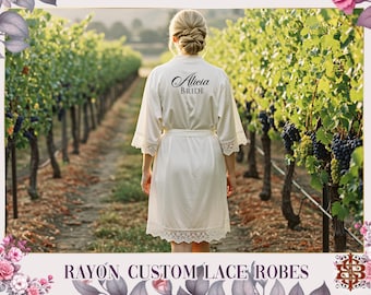 Customized Lace Robe Bridesmaid Lace Robes Lace Bridal Robe Bridal Party Robes Wedding Robes Bride Robe Personalized Robes Bridesmaid Gifts