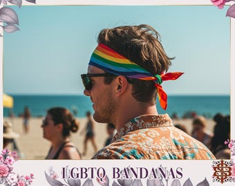 Personalized LGBTQ Bandana – Elegant Rainbow Scarf, Pride Gift for Her, Bridesmaid & Bridal Party Accessory, Boho Festival  Self-Care Style