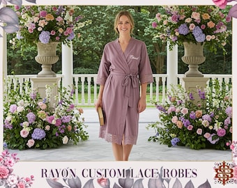 Bridal Lace Robe Customized Lace Robe Bridesmaid Lace Robes Bridal Party Robes Wedding Robes Bride Robe Personalized Robes Bridesmaid Gifts