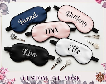 Personalized Travel Sleep Mask Soft Luxury Gift Bridesmaid Sleep Mask Custom Satin Eye Mask Bridesmaid Gift Wedding Favour Bridal Party Gift