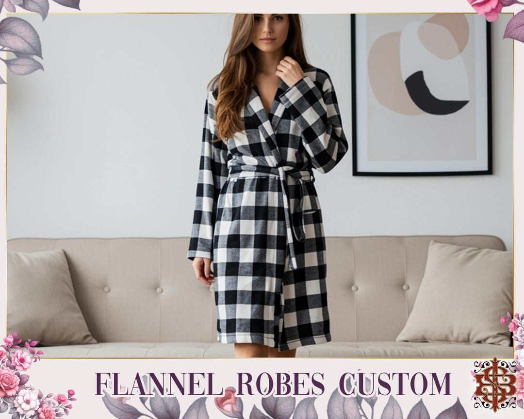 Flannel Plaid Custom Robes for Bridesmaid Buffalo Plaid Customizable ...
