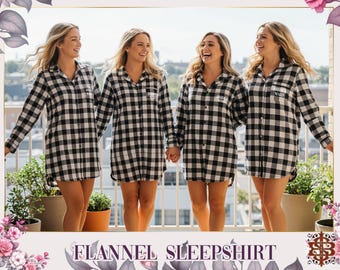 Camisas de franela para novia, camisas a cuadros personalizadas para mujer, regalos de Navidad, camisa de despedida de soltera, camisón de dama de honor, regalo de dama de honor
