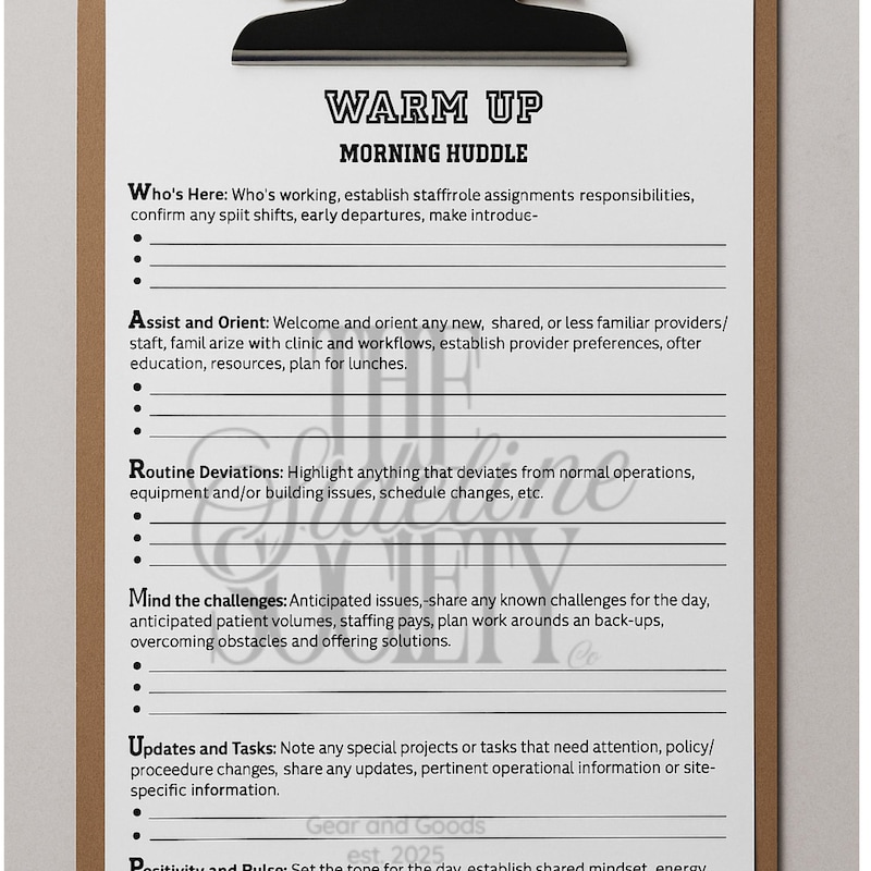 Huddle Checklist Rounding Nurse Huddle Template - Etsy