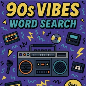 90s Vibes Word Search Book – Black Culture Puzzle, 90s Pop Culture Printable, Music, TV & Slang Wordfind, Word Serches, Seek and Find