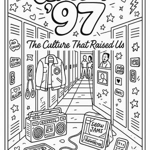 Class of 97, 90s Nostalgia Coloring Pages, Digital Download, Printable Retro Coloring Book for Adults & Teens, Pop Culture, Fun Coloring image 3