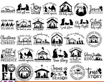 Natividad Svg, Natividades svg, Navidad SVG, Escena Sagrada de Navidad SVG, Cristiano Religioso, Letrero de Navidad, Sagrada Familia, Cricut y silueta