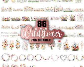 Wildblume png, Blume png, Frühling png, Blumenstrauß png, Botanische png, Blumenwiese png, Blumenrand png, Natur png, Cricut & Silhouette