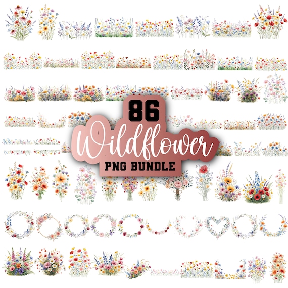 Wildflower png,Flower png,Spring png,Flower Bouquet png,Botanical png,Flower Meadow png,Flower Border png,Nature png,Cricut & Silhouette