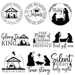 Födelse Svg, Födelsescener svg, Jul SVG, Jul helig scen SVG, Religiös kristen, Julskylt, Heliga familjen, Cricut & silhuett bild 3