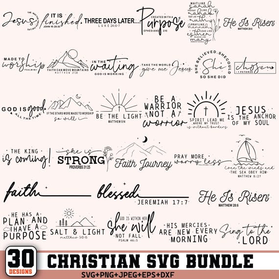 Christian Svg Bundle,Bible Verse Svg,Faith Svg,Religious Quotes,Scripture SVG,Inspirational Christian,Cut Files for Cricut and Silhouette