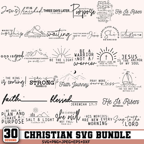 Christelijke Svg-bundel, bijbelvers Svg, geloof Svg, religieuze citaten, schrift SVG, inspirerende christen, gesneden bestanden voor de Cricut en Silhouette