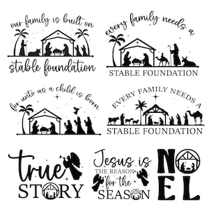 Födelse Svg, Födelsescener svg, Jul SVG, Jul helig scen SVG, Religiös kristen, Julskylt, Heliga familjen, Cricut & silhuett bild 2