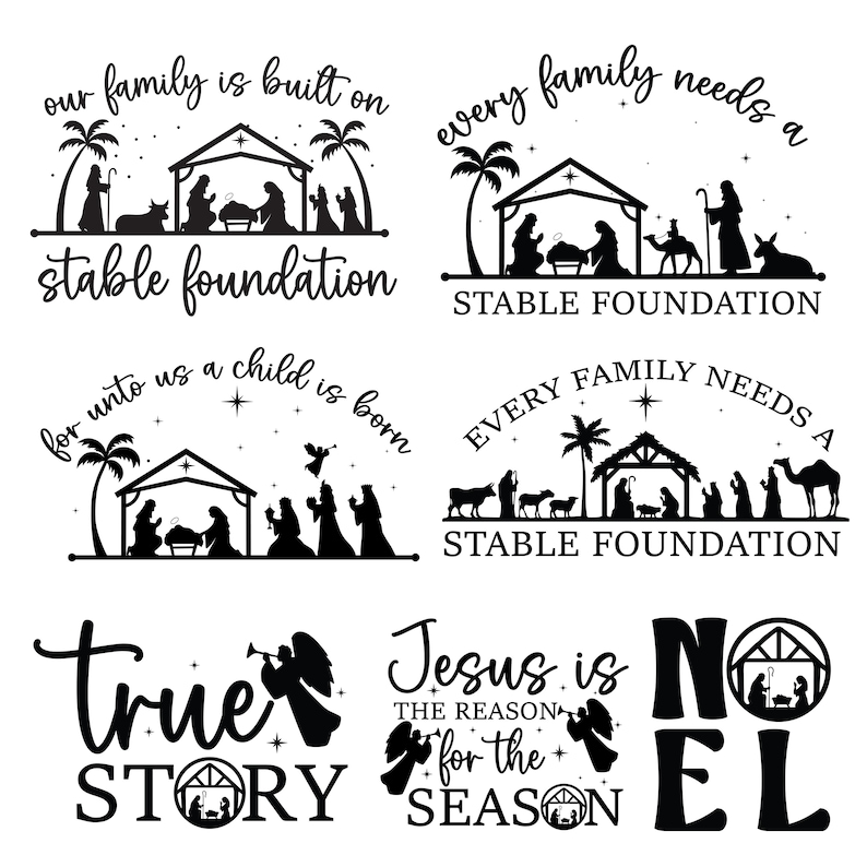 Födelse Svg, Födelsescener svg, Jul SVG, Jul helig scen SVG, Religiös kristen, Julskylt, Heliga familjen, Cricut & silhuett bild 2