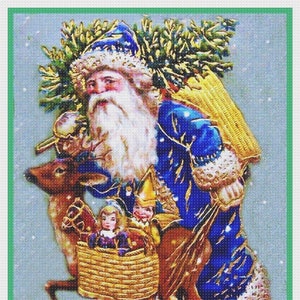 Digital DOWNLOAD Vintage French Father Christmas Santa Claus Counted Cross Stitch Chart / Pattern