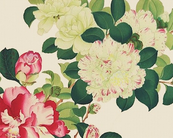 Digital DOWNLOAD Japanese Tanigami Konan Asian Botanical Camelia Counted Cross Stitch Chart / Pattern