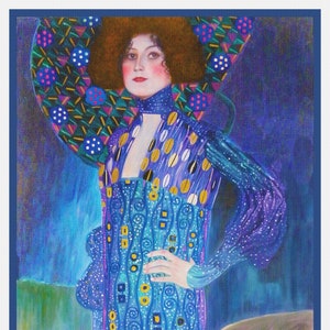 Digital DOWNLOAD Portrait of Emilie Floge inspired by Art Nouveau Artist Gustav Klimt Orenco Originals Counted Cross Stitch Chart / Pattern