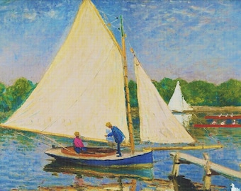 Digital DOWNLOAD Impressionist Claude Monet's Boats At Regatta in Argenteuil Orenco Originals Counted Cross Stitch Chart / Pattern